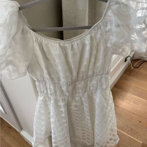 Elegant White Puff Sleeve Dress